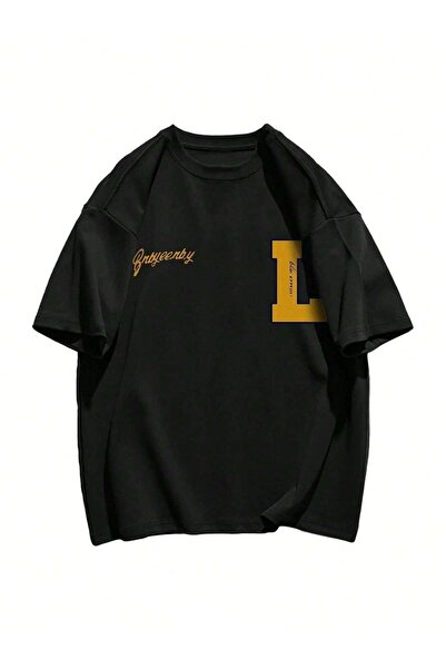 VBSVİBES Πλεκτό μπλουζάκι Unisex Μαύρο Oversize 10 Text Printed