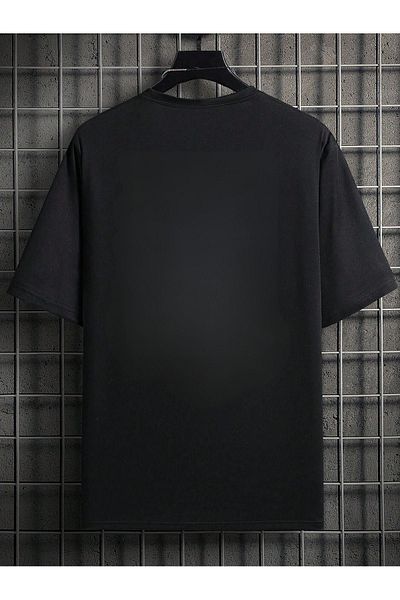 DUBU BUTİK Μαύρο μπλουζάκι Oversize Nasa Printed - Oversize Printed