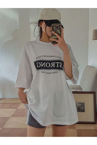 CLAYES Μπλουζάκι Strong Single Jersey - Μπλουζάκι με κοντό μανίκι με λαιμόκοψη σε λευκό στάμπα
