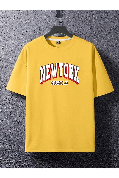 CLAYES Μπλουζάκι Newyork Hustle Single Jersey - Κίτρινο εμπριμέ κοντομάνικο μπλουζάκι με λαιμόκοψη