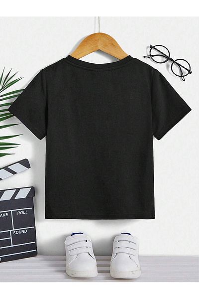 CLAYES Cool Bear Cotton Παιδικό T-Shirt - Μαύρο εμπριμέ για κορίτσια για αγόρια καλοκαιρινό T-shirt Crew Neck