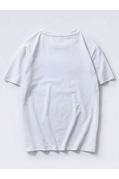 VBSVİBES Unisex White Oversize Beach Logo Printed Knitted T-shirt