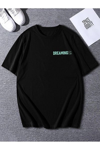 VBSVİBES Unisex Oversize Dreaming Printed Black T-shirt