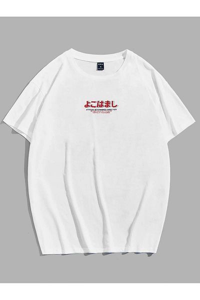 VBSVİBES Unisex Oversize Yokohama εμπριμέ λευκό μπλουζάκι