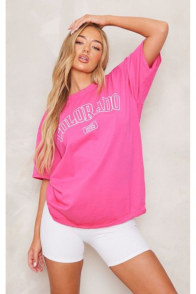 CLAYES Μπλουζάκι Colarado 1995 Single Jersey - Ροζ εμπριμέ κοντομάνικο μπλουζάκι με λαιμόκοψη