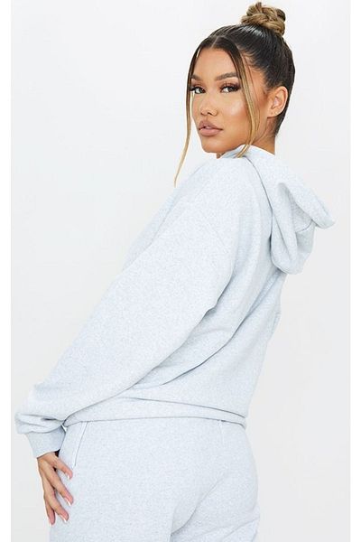 CLAYES Established Tracksuit Set Sweatshirt Jogger - Gray Printed Oversize Hooded Elastic Leg