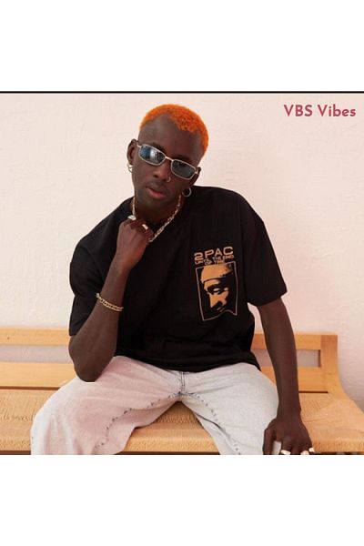VBSVİBES Tricou negru cu imprimeu Tupac oversize unisex