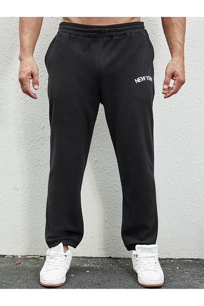 CLAYES New York Sweatpants Jogger - Black Printed Rubber Leg High Waist
