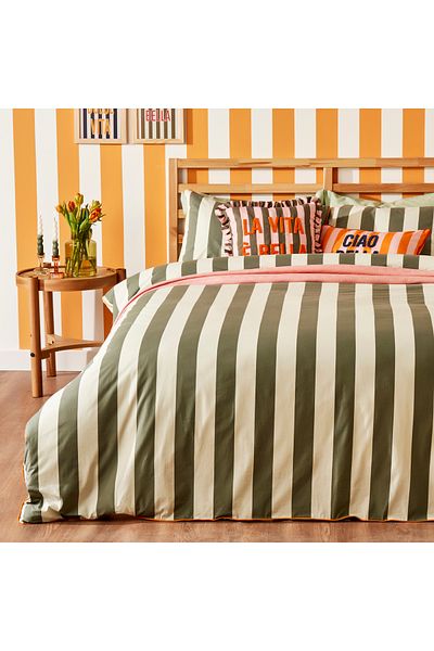 Bella Maison Σετ Παπλωματοθήκη 100% Cotton Line Μονό Πράσινο (160x220 cm)