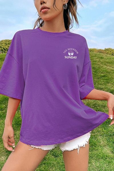 CLAYES Sunday Mountain - Μωβ εμπριμέ μπλουζάκι Oversize
