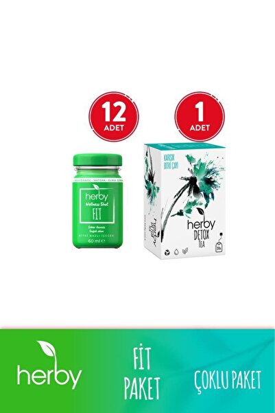 Herby Fit Paket (Fit Matcha Shot 12'li Paket + Detox Tea Diyete Destek Bitki Çayı)