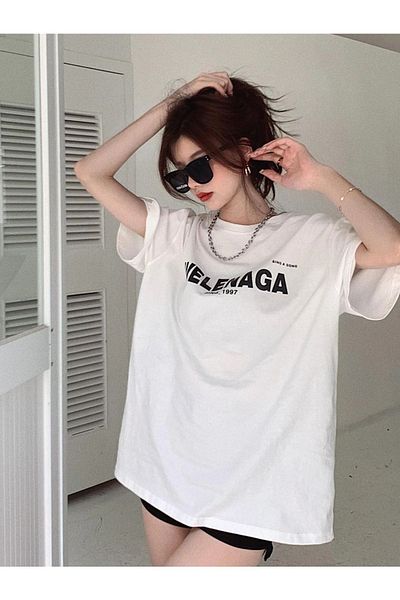 CLAYES Tricou oversize Welenaga cu imprimeu alb - decolteu, mânecă scurtă