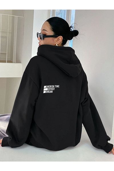 CLAYES Oversize mikina s kapucí s černým efektem