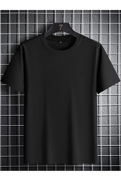 CLAYES Μαύρο μπλουζάκι Oversize - Μοτίβο διπλού προσώπου, λαιμόκοψη, κοντό μανίκι