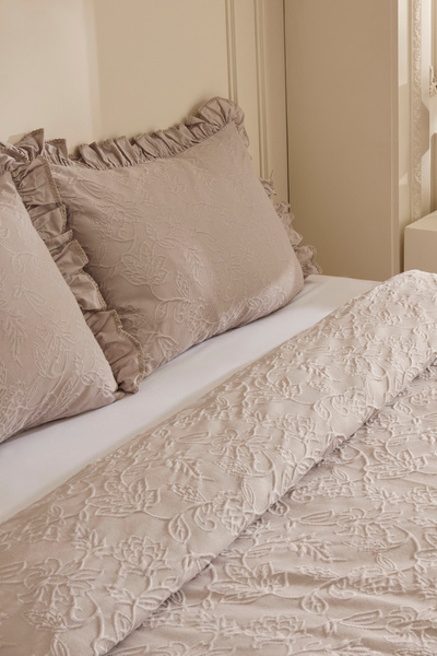 Karaca Home Tyra %100 Pamuk Çift Kişilik Yatak Örtüsü Bej