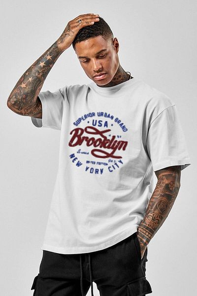 VBSVİBES Ανδρικό μπλουζάκι σε λευκό Oversize Brooklyn printed