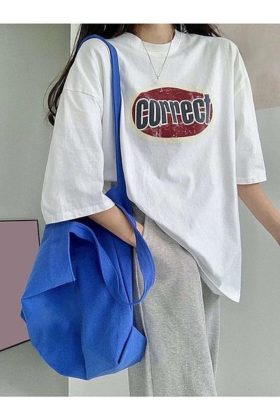 CLAYES Μπλουζάκι με λευκό εμπριμέ Vintage Design Oversize - Crew Neck