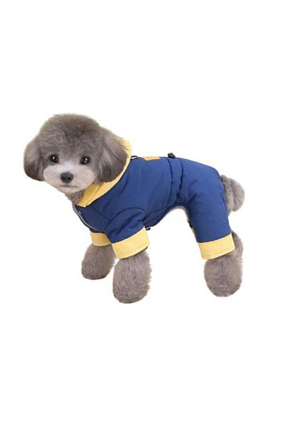 Glipet Blue and Yellow Hooded Dog Coat