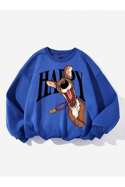 VBSVİBES SAX BLUE OVERSIZE ΦΟύτερ HAPPY DOG