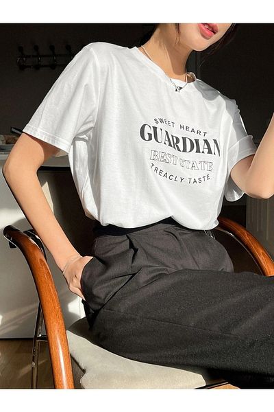 CLAYES Μπλουζάκι Guardian - Λευκό εμπριμέ κοντό μανίκι με λαιμόκοψη