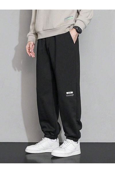 Sweetline Clever Sweatpants Jogger - Μαύρο εμπριμέ λαστιχένιο πόδι ψηλόμεσο