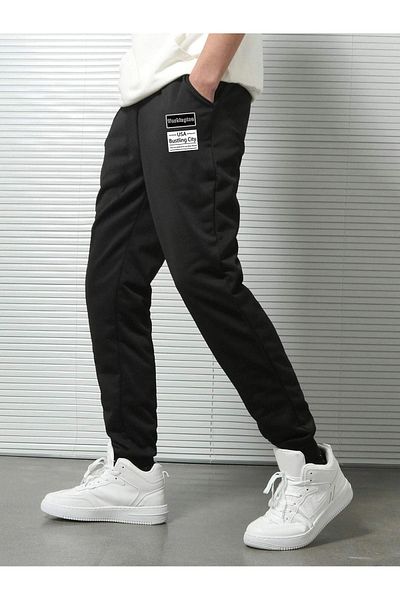Sweetline Washington Bustling Sweatpants Jogger - Μαύρο εμπριμέ λαστιχένιο πόδι ψηλόμεσο
