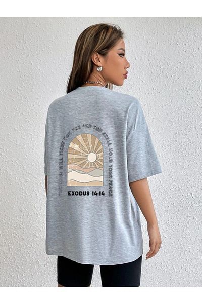 CLAYES Exodus Single Jersey T-Shirt - Γκρι εμπριμέ κοντομάνικο μπλουζάκι με λαιμόκοψη