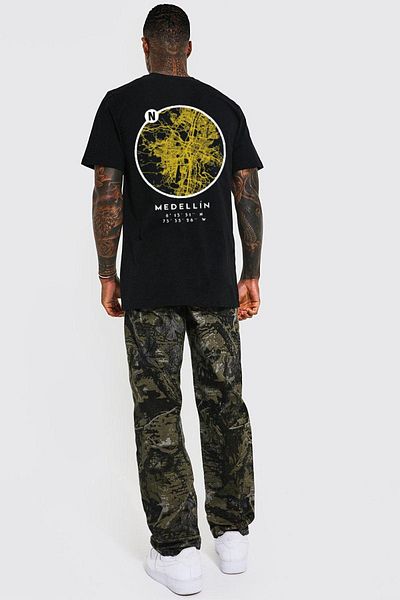 VBSVİBES Gang Series Men's Black Oversize Medellin Printed T-shirt