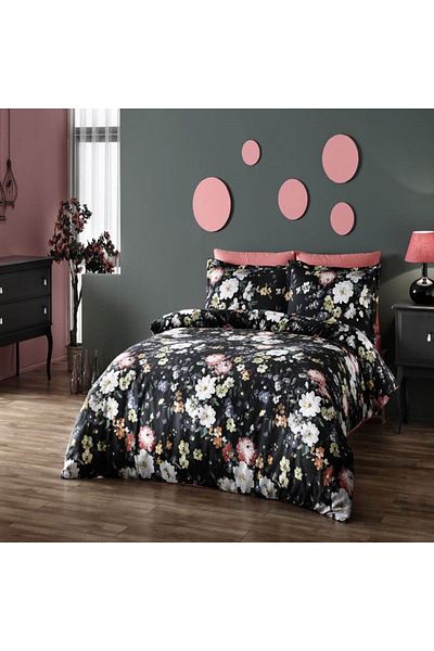 Taç 6-piece satin double bed linen, TaçDELUX Digital, Moly