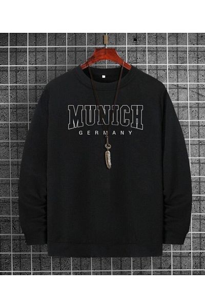 VBSVİBES Hanorac negru cu imprimeu Munchen oversize unisex