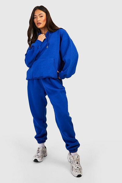 CLAYES Sax Blue Nouvelle Tracksuit Set - Printed Oversize Hoodie