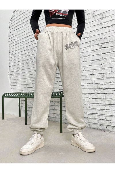 Sweetline West Coast Sweatpants Jogger - Γκρι εμπριμέ λαστιχένιο πόδι ψηλόμεσο