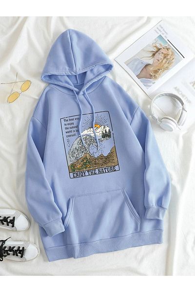 CLAYES Unisex Απολαύστε Baby Blue Oversize φούτερ