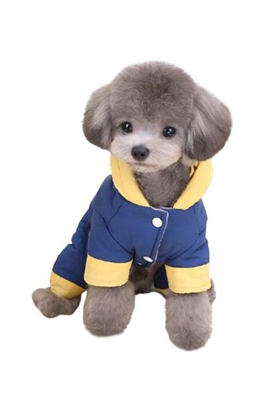 Glipet Hooded Dog Coat - Blue / Yellow
