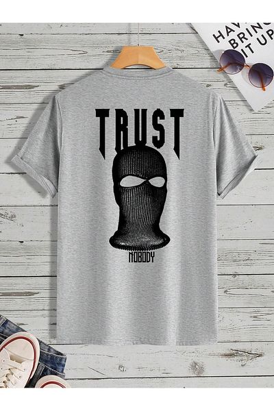 CLAYES Trust Mast Single Jersey T-Shirt - Γκρι εμπριμέ κοντομάνικο μπλουζάκι με λαιμόκοψη