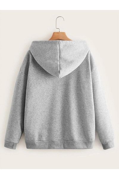 VBSVİBES Hanorac cardigan gri oversize cu fermoar pentru femei