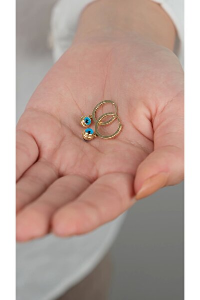 Arpaş 14 Ayar Altın KP 1016 Nazar Boncuklu Halka Küpe