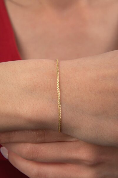 Fiyonk Kuyumculuk 14 Ayar Altın İpek Zincir Bileklik 1.60 mm