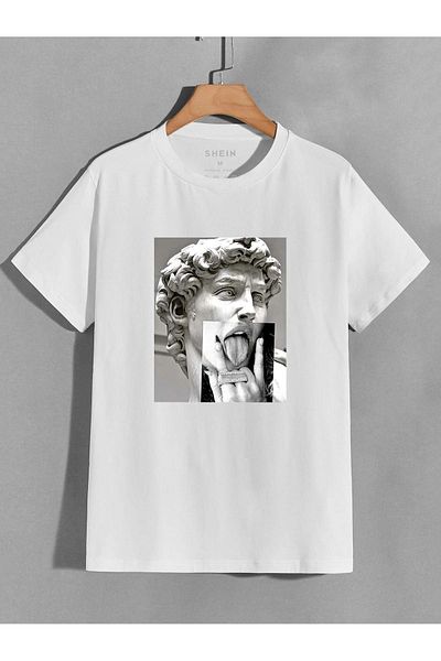 CLAYES Tricou alb cu design Sculpture Design - mânecă scurtă cu decolteu oversize