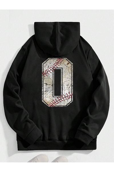VBSVİBES 0 Hanorac de baseball - Hanorac negru oversize imprimat