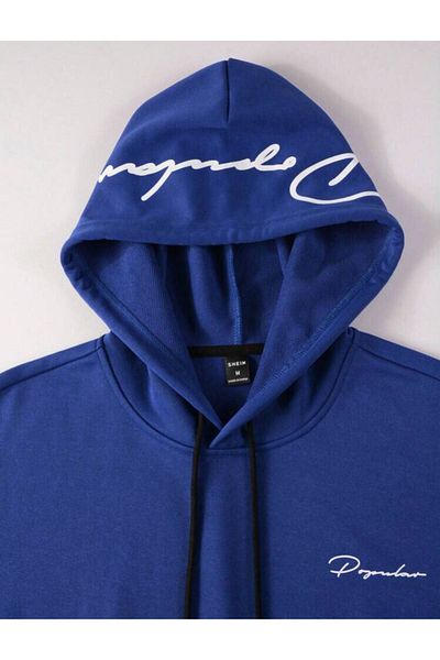 VBSVİBES Φούτερ SIGNATURE - Φούτερ με κουκούλα Sax Blue Printed Oversize