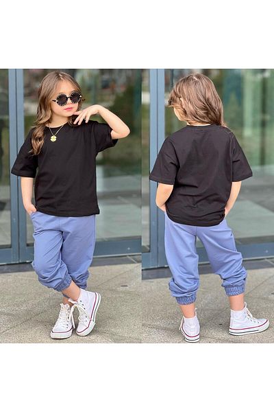 JOYBOY KİDS T-Shirt Sweatpants Top 2-Pack Unprinted Girl's Set