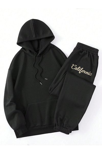 VBSVİBES BLACK COMFY MOLD PRINTED HOODED SWEATSHIRT