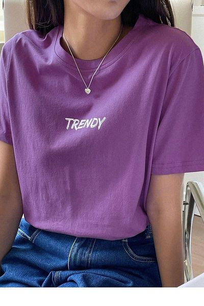 CLAYES Trendy Oversize Purple Printed T-shirt Unisex Comfortable Fit - Crew Neck Short Sleeve T-Shirt