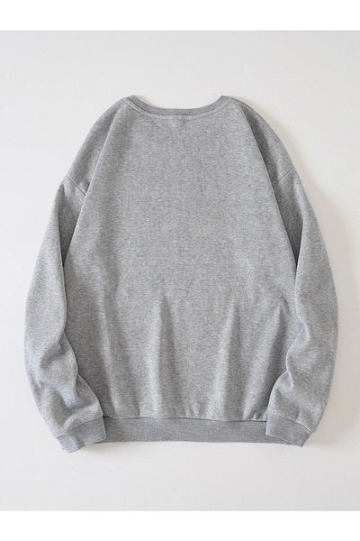 VBSVİBES Hanorac unisex gri oversize Alaska 1959 cu imprimeu cu decolteu triplu