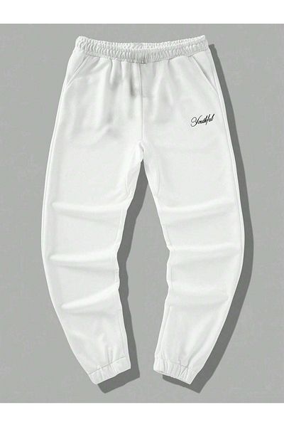 CLAYES Pantaloni de sport pentru tineret Jogger - Picior din cauciuc imprimat cu talie înaltă