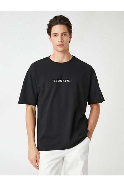 VBSVİBES Pachet de 2 alb-negru - Tricou tricotat unisex cu guler supradimensionat cu imprimeu Brooklyn