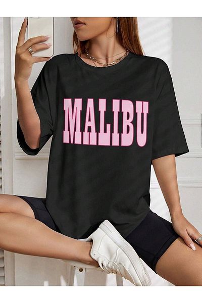 CLAYES Malibu Oversize T-Shirt - Μαύρο, Crew λαιμόκοψη, κοντό μανίκι