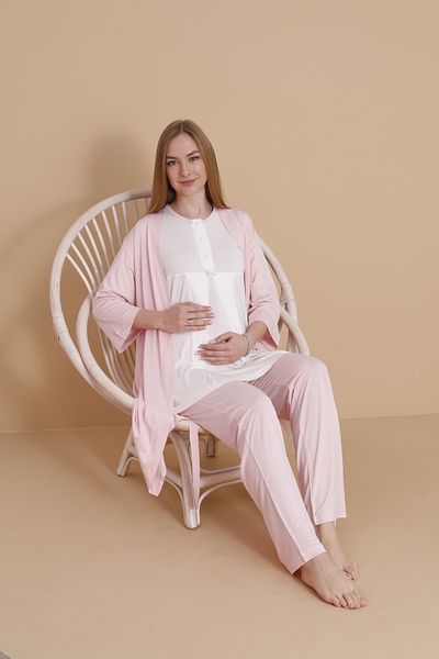 LORIAN'S Pink Special Design Short Sleeve Maternity and Pregnant Pajama Set Set of 3