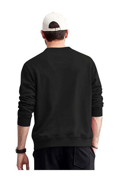 VBSVİBES Hanorac unisex oversize, negru, înainte de oricine altcineva, cu imprimeu cu decolteu
